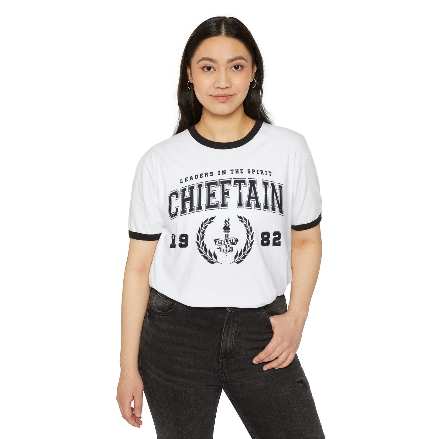 Vintage-Chic Unisex Ringer Chieftain Athletic dept Tee