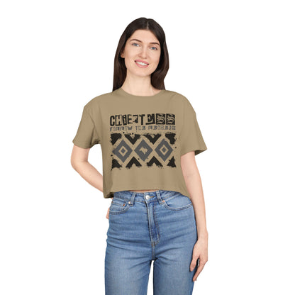 Crop Tee — Rustic Tribal Graphic "Crafted From the Ashes"
