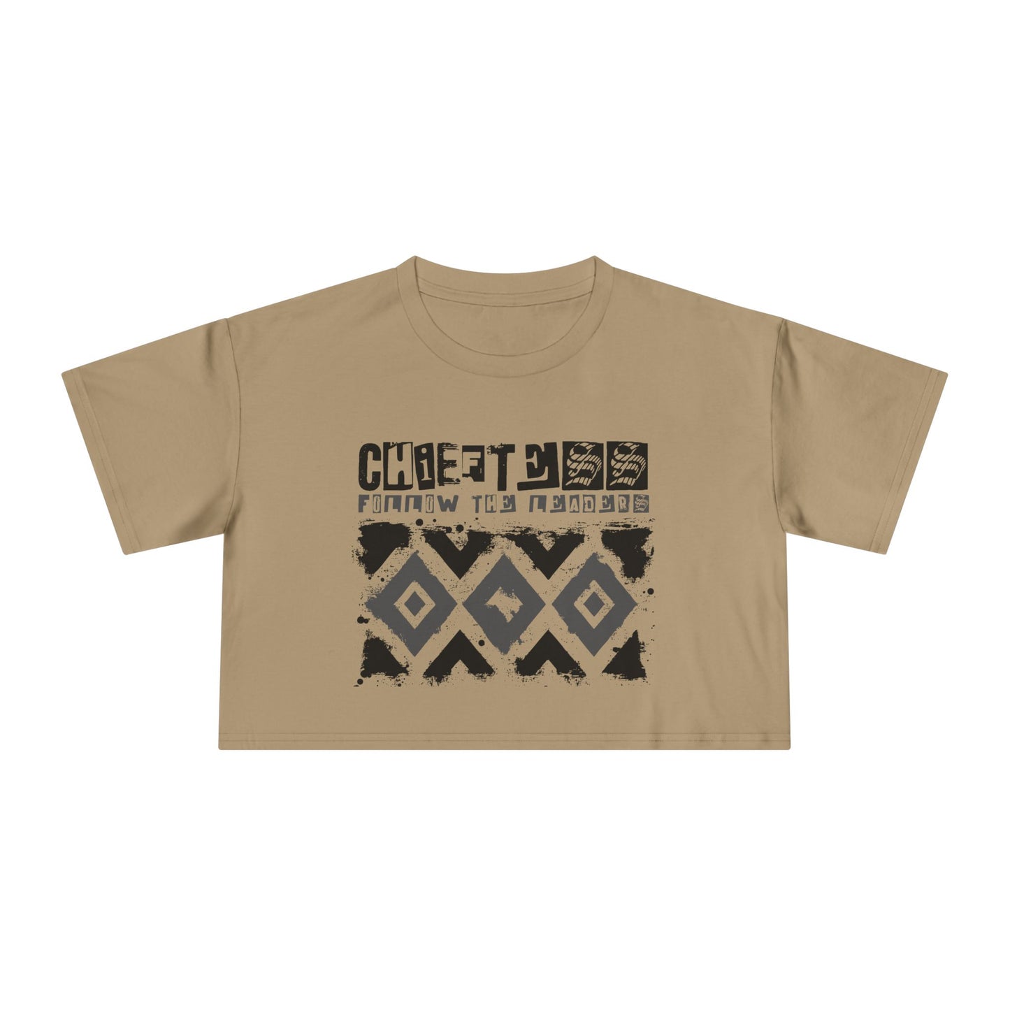 Crop Tee — Rustic Tribal Graphic "Crafted From the Ashes"
