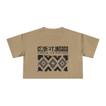 Crop Tee — Rustic Tribal Graphic "Crafted From the Ashes"