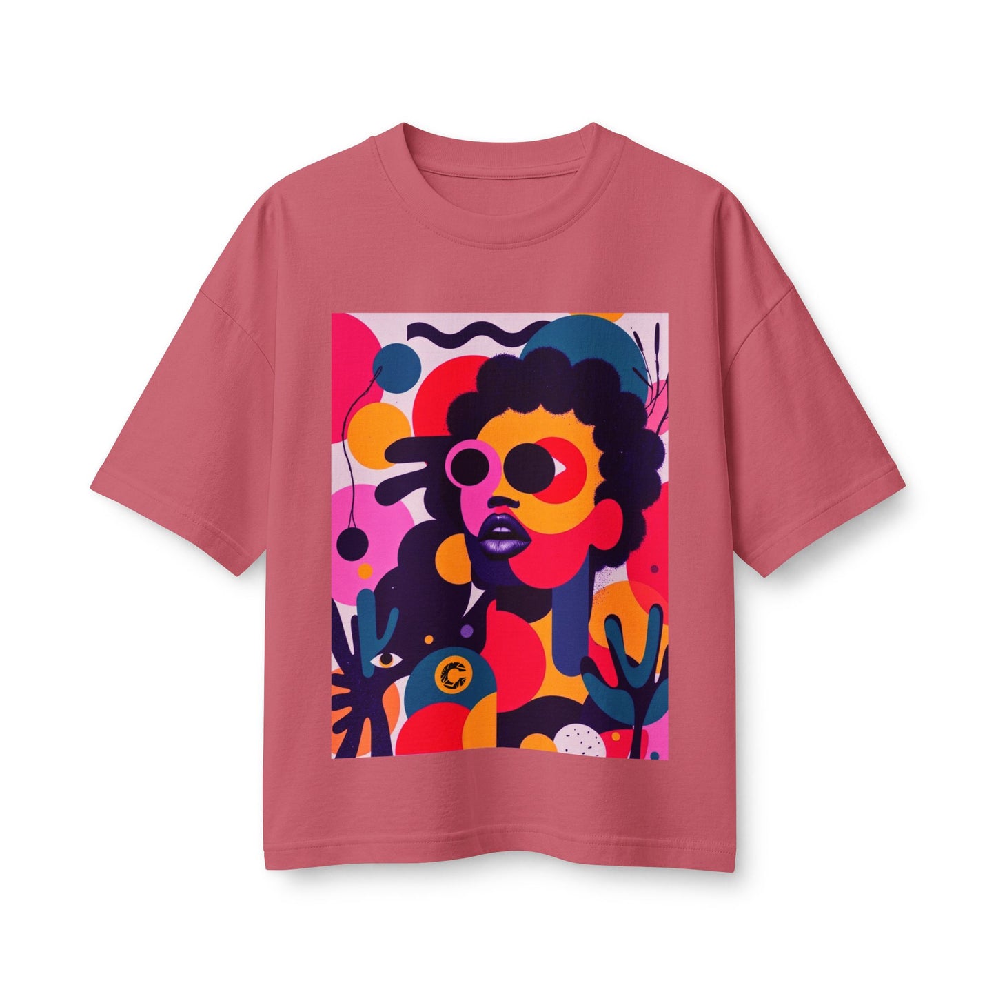 Afro Pop Art Tee — Bold Pink Retro Portrait Graphic T-Shirt