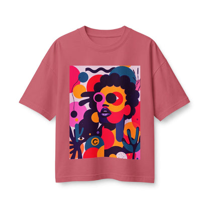 Afro Pop Art Tee — Bold Pink Retro Portrait Graphic T-Shirt