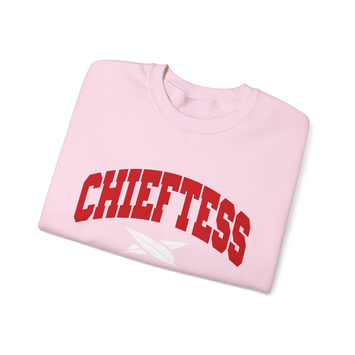 Chieftess Crewneck Sweatshirt — Bold Red Collegiate Graphic