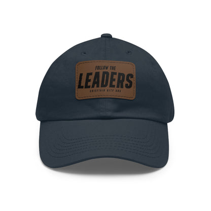 Follow the Leaders Dad Hat with Leather Patch - Stylish White Cap for Trendsetters