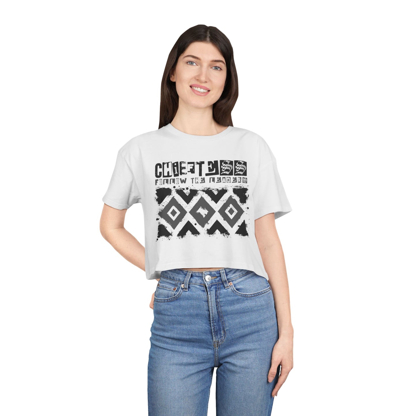 Crop Tee — Rustic Tribal Graphic "Crafted From the Ashes"