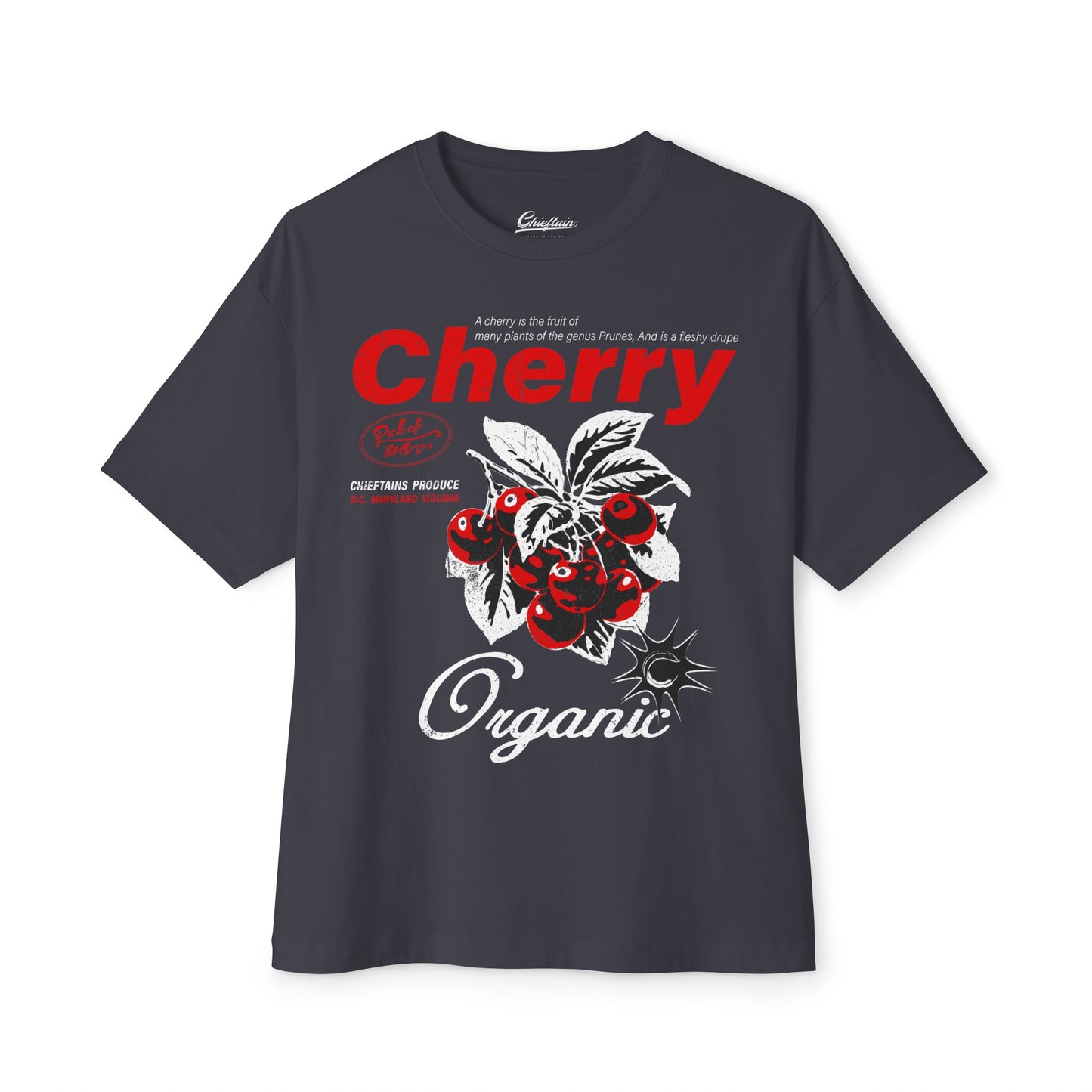 Cherry Graphic Tee — Vintage Red Cherry Illustration Oversized Boxy T-Shirt