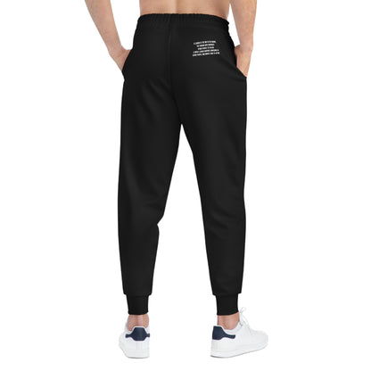 Athletic Joggers — Minimal Black Performance Sweatpants with Side Text & Wing Logo