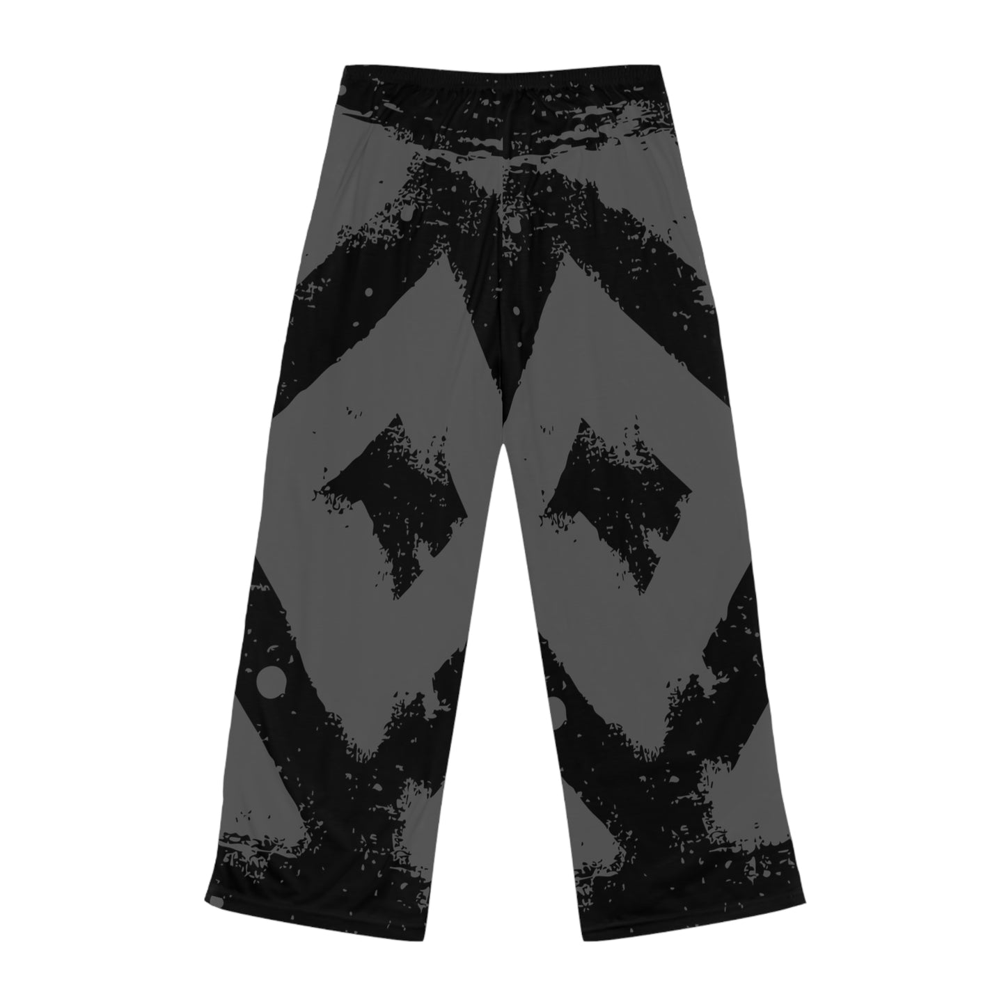Women’s Grunge Chevron Lounge Pants — Black & Gray All-Over Print Lounge Trousers