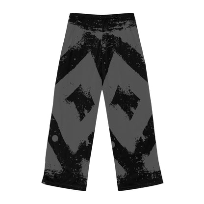 Women’s Grunge Chevron Lounge Pants — Black & Gray All-Over Print Lounge Trousers