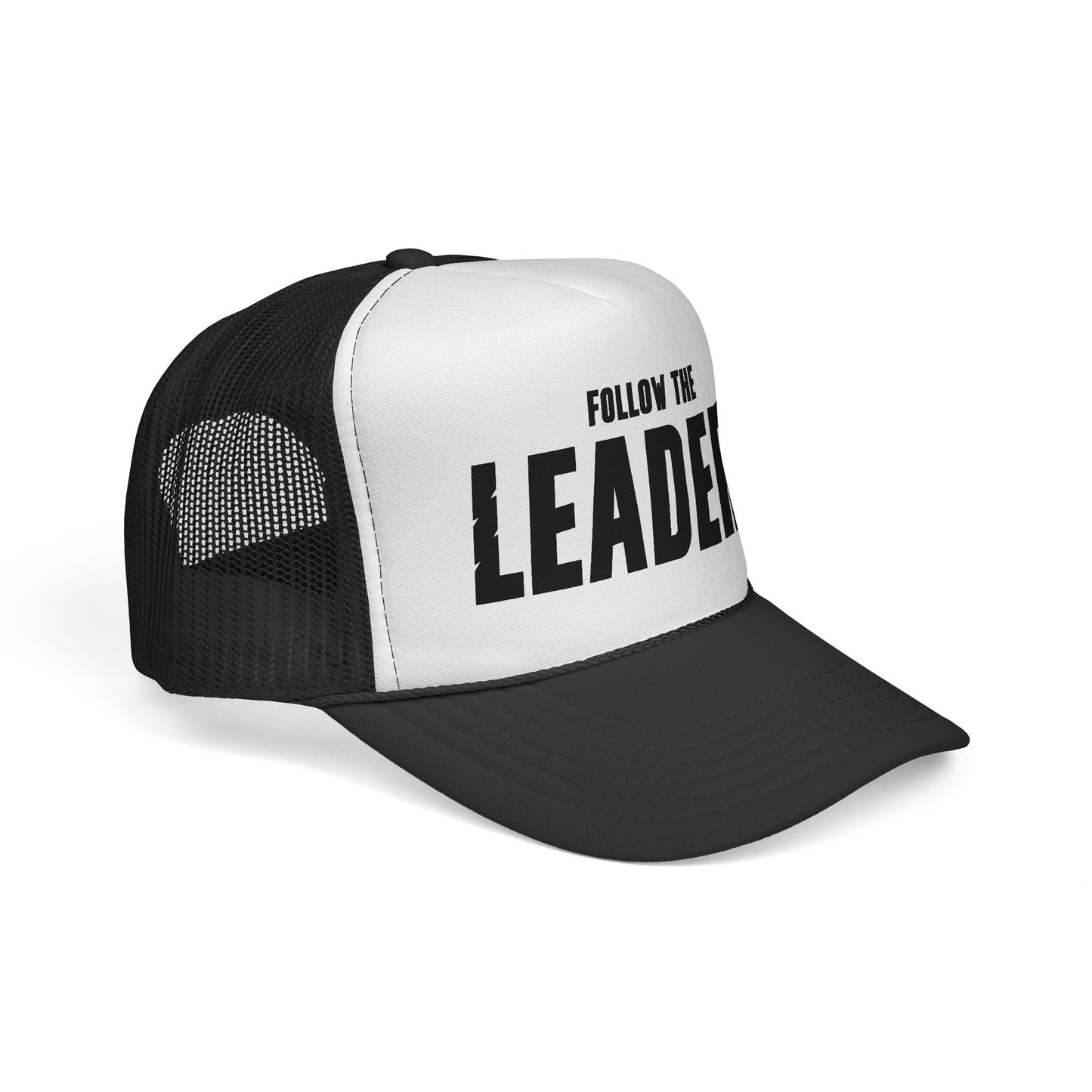 Follow The Leaders Trucker Hat Black and White