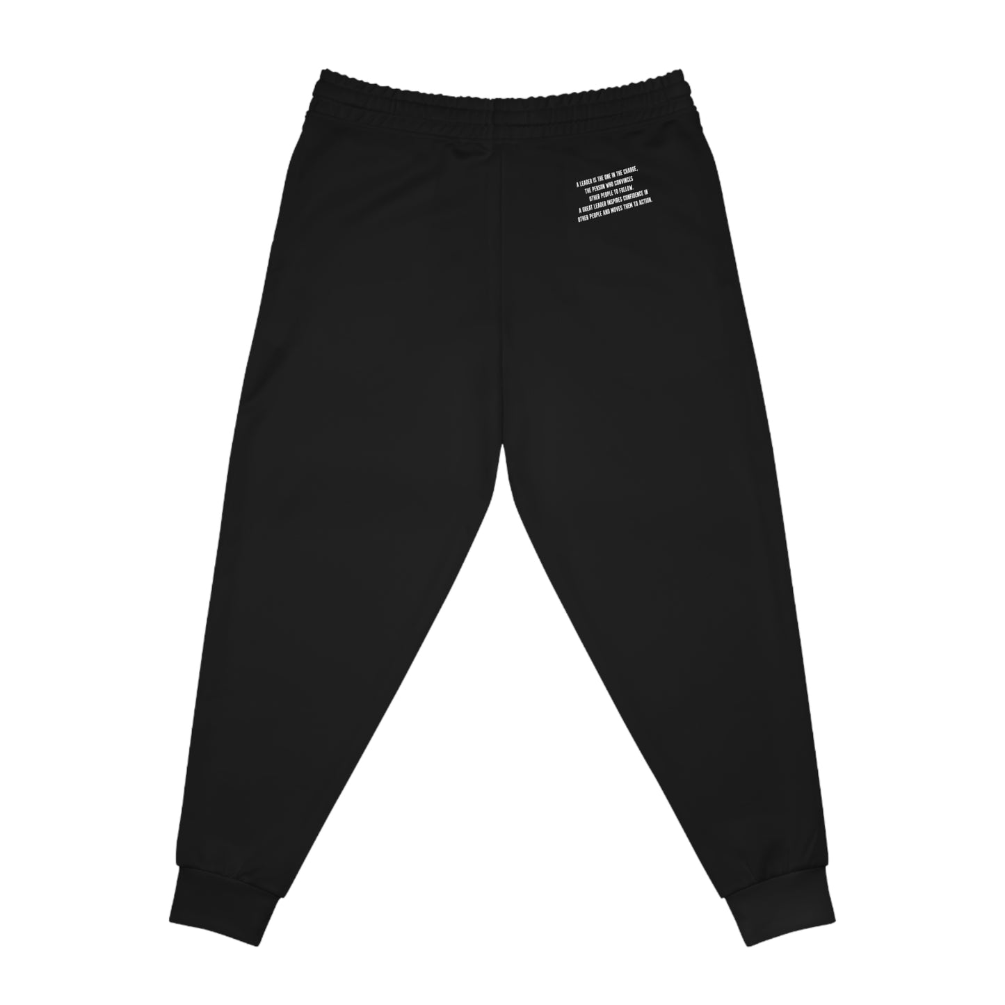 Athletic Joggers — Minimal Black Performance Sweatpants with Side Text & Wing Logo