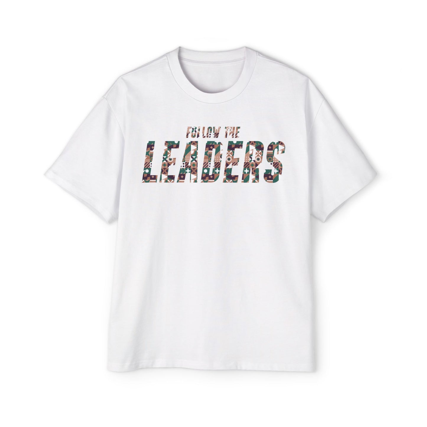 Men's Heavy Oversized Chieftain Follow The Leader pattern Tee